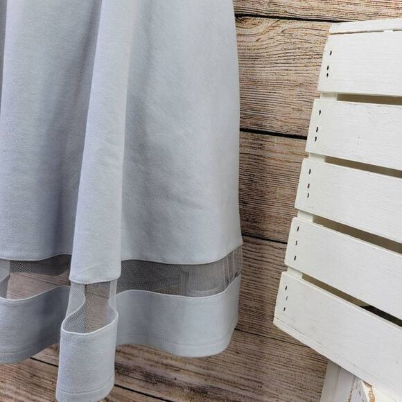 Lulus Sheer Determination Light Gray Mesh Skater Dress Size Medium - Picture 5 of 9